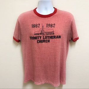 VTG T-Shirt Trinity Lutheran 1982 Red Ringer Tee